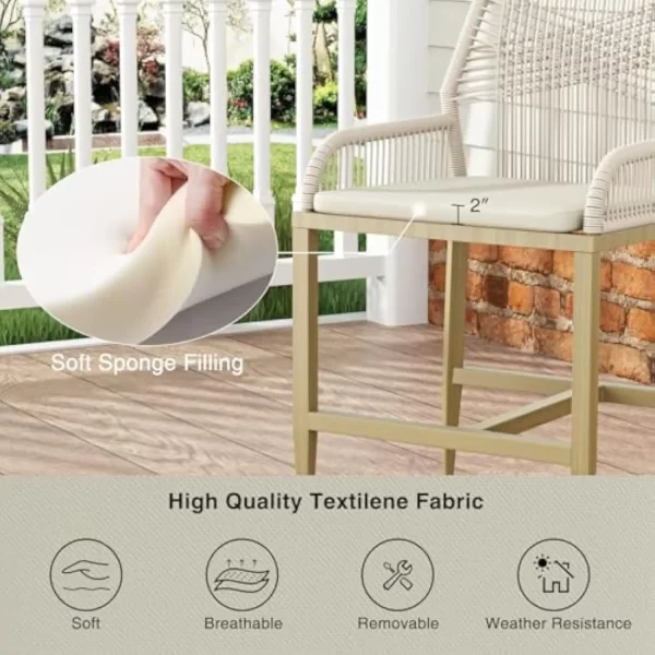 Outdoor Woven Rattan Bar Stool with Back, Armrest, Metal Frame - Image 4