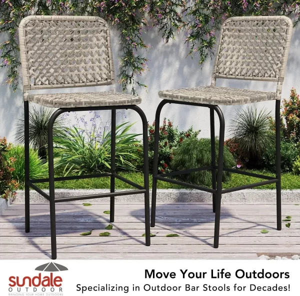 Outdoor Hand Woven Rattan Counter Height Bar Stool with Back - Image 2