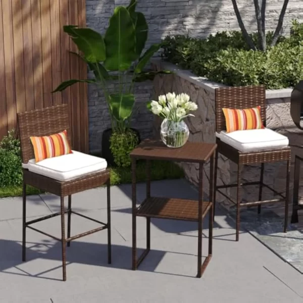 Woven Wicker Counter Height Bar Stool with Back & Cushion - Image 2