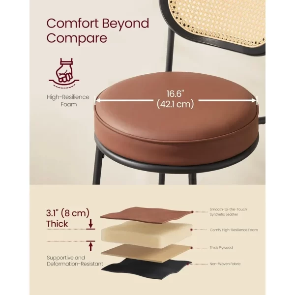 Counter Woven Bar Stool-Rattan Back-Metal Legs-Leather Seat - Image 5
