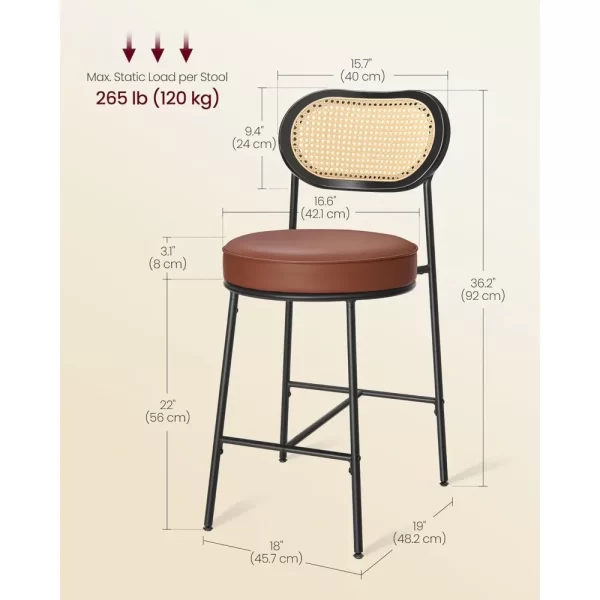 Counter Woven Bar Stool-Rattan Back-Metal Legs-Leather Seat - Image 6