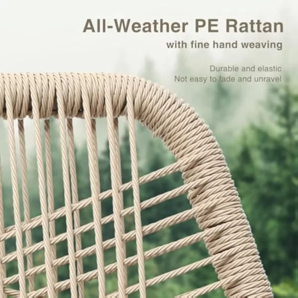 Outdoor Woven Rattan Bar Stool with Back, Armrest, Metal Frame - Image 3